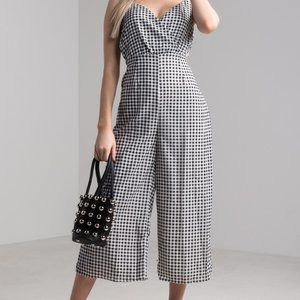 NWOT Akira Gingham Cropped Jumpsuit size M
